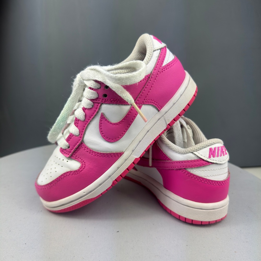 Nike Dunk Low Laser Fuchsia Kids Size 11C Pink White Shoes FB9108-102 Sneaker
